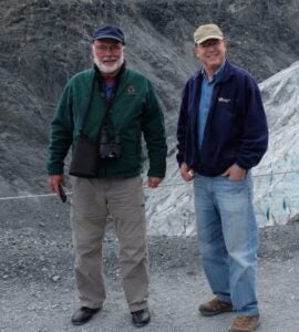 Lewis Mandell and friend Michael Meyer at glacier in Alaska